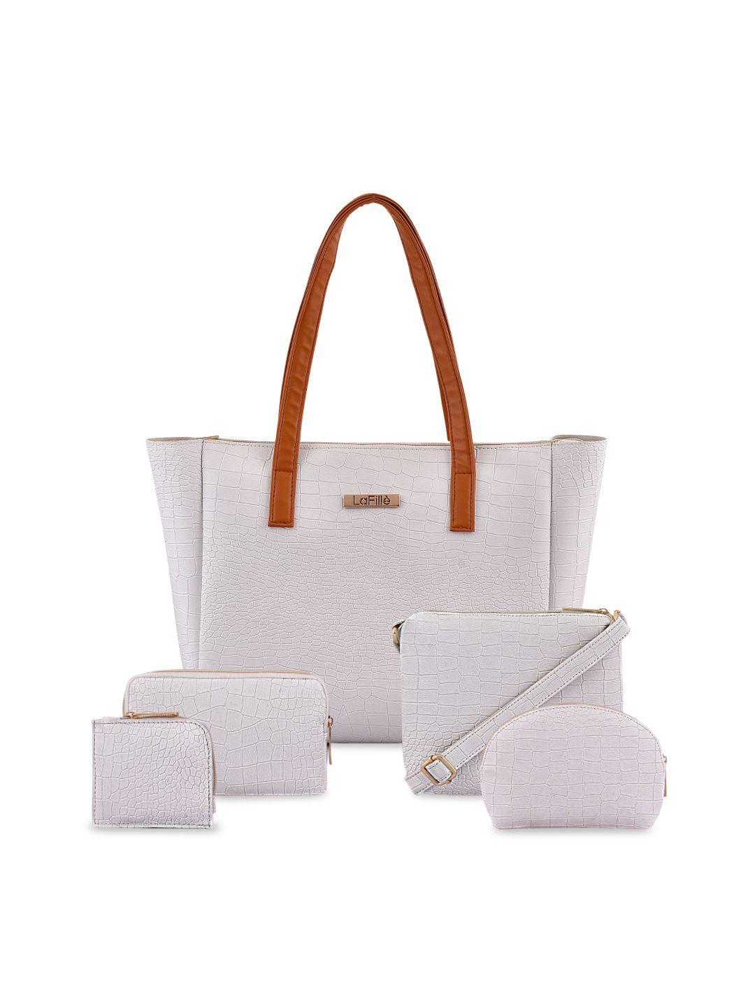 lafille set of 5 textured structured handbags