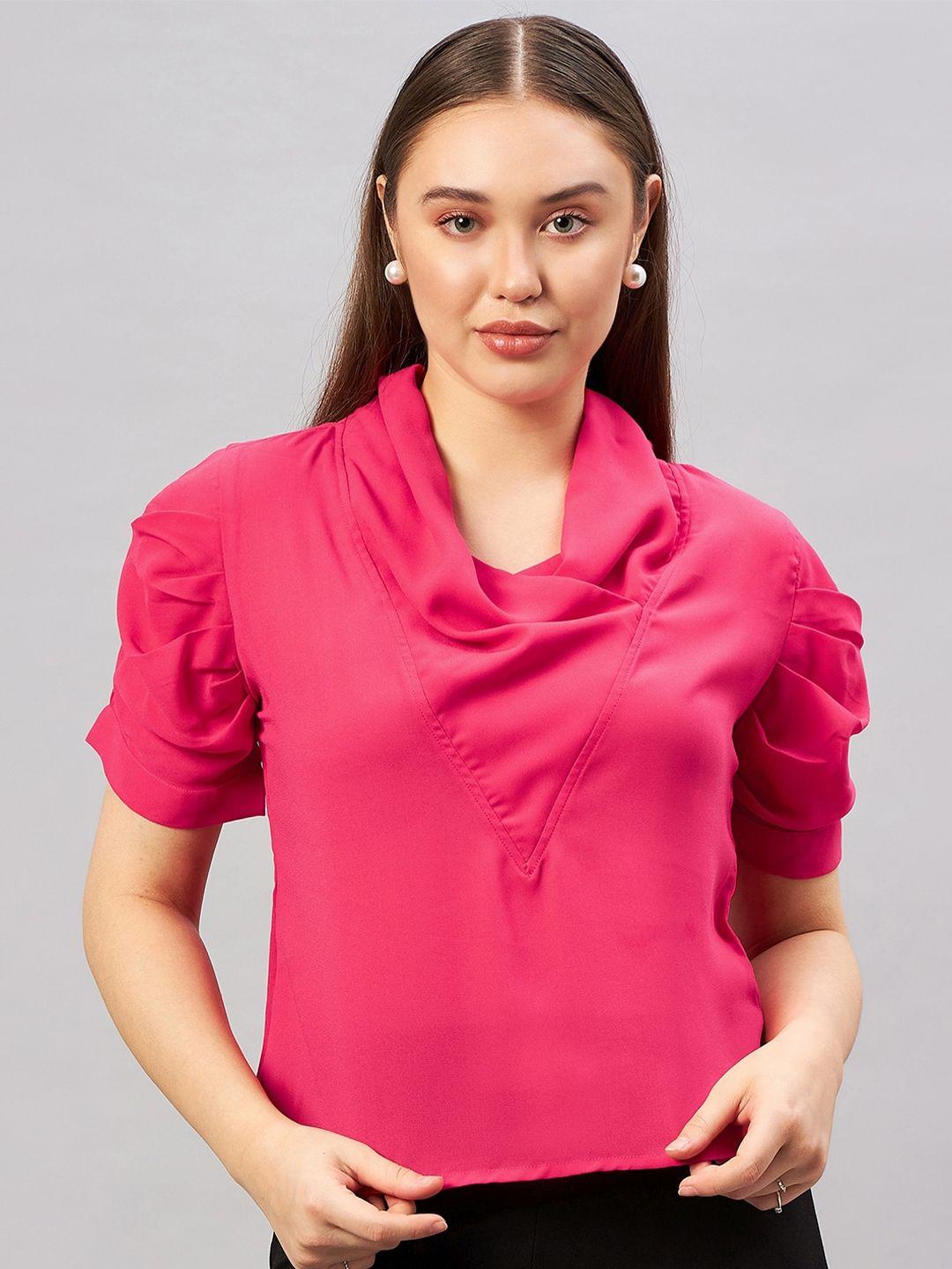 antheaa curve cowl neck puff sleeve regular top