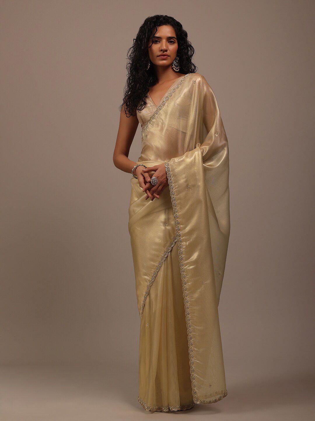 kalki fashion embellished beads and stones tissue saree