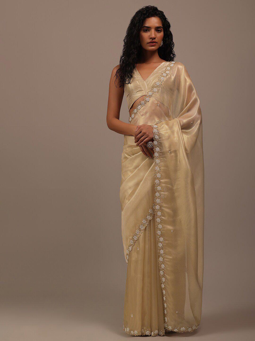 kalki fashion embellished beads & stones tissue saree