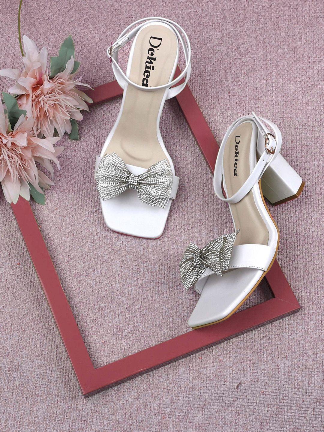 dchica bow embellished block heels