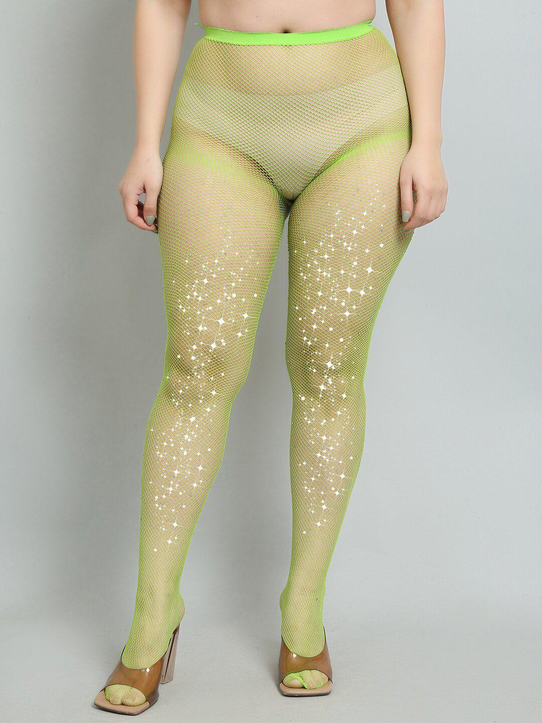 color style rhinestone studded stockings