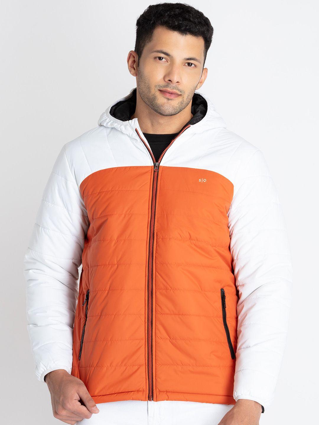 status quo colourblocked hooded puffer jacket