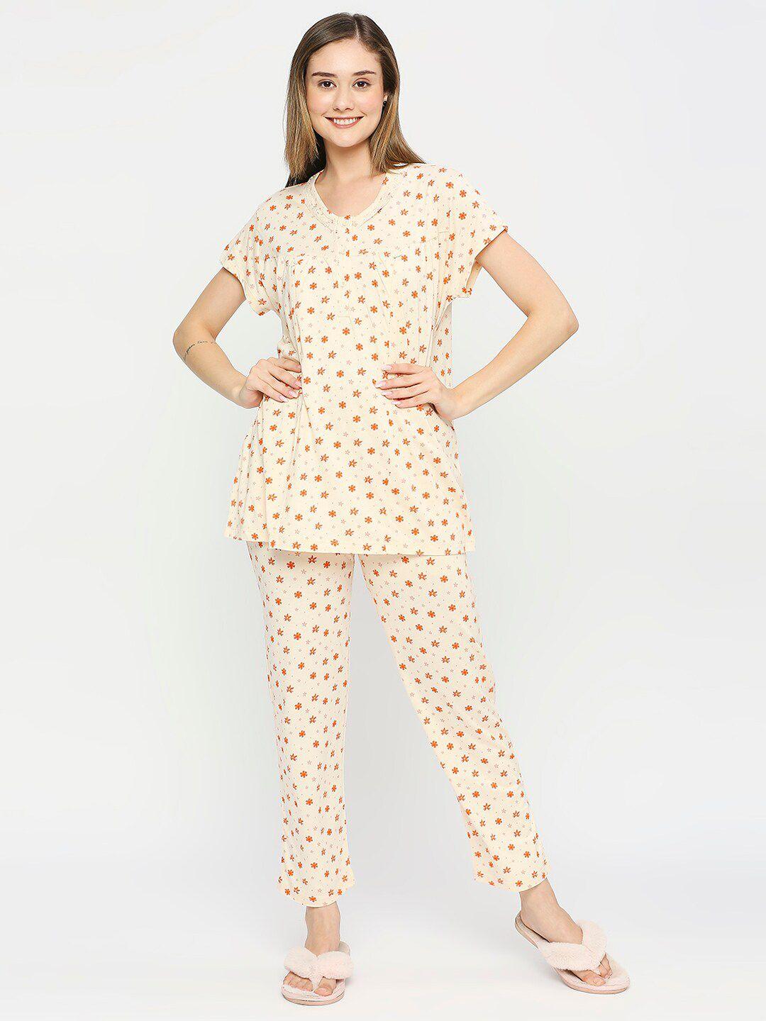 meemee floral printed maternity night suit