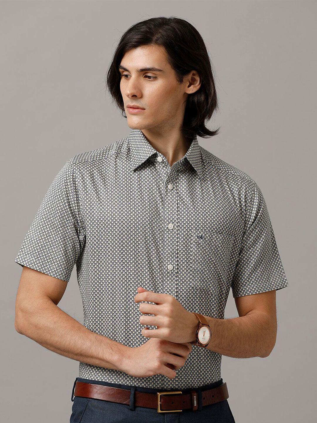 aldeno comfort micro ditsy printed pure cotton casual shirt