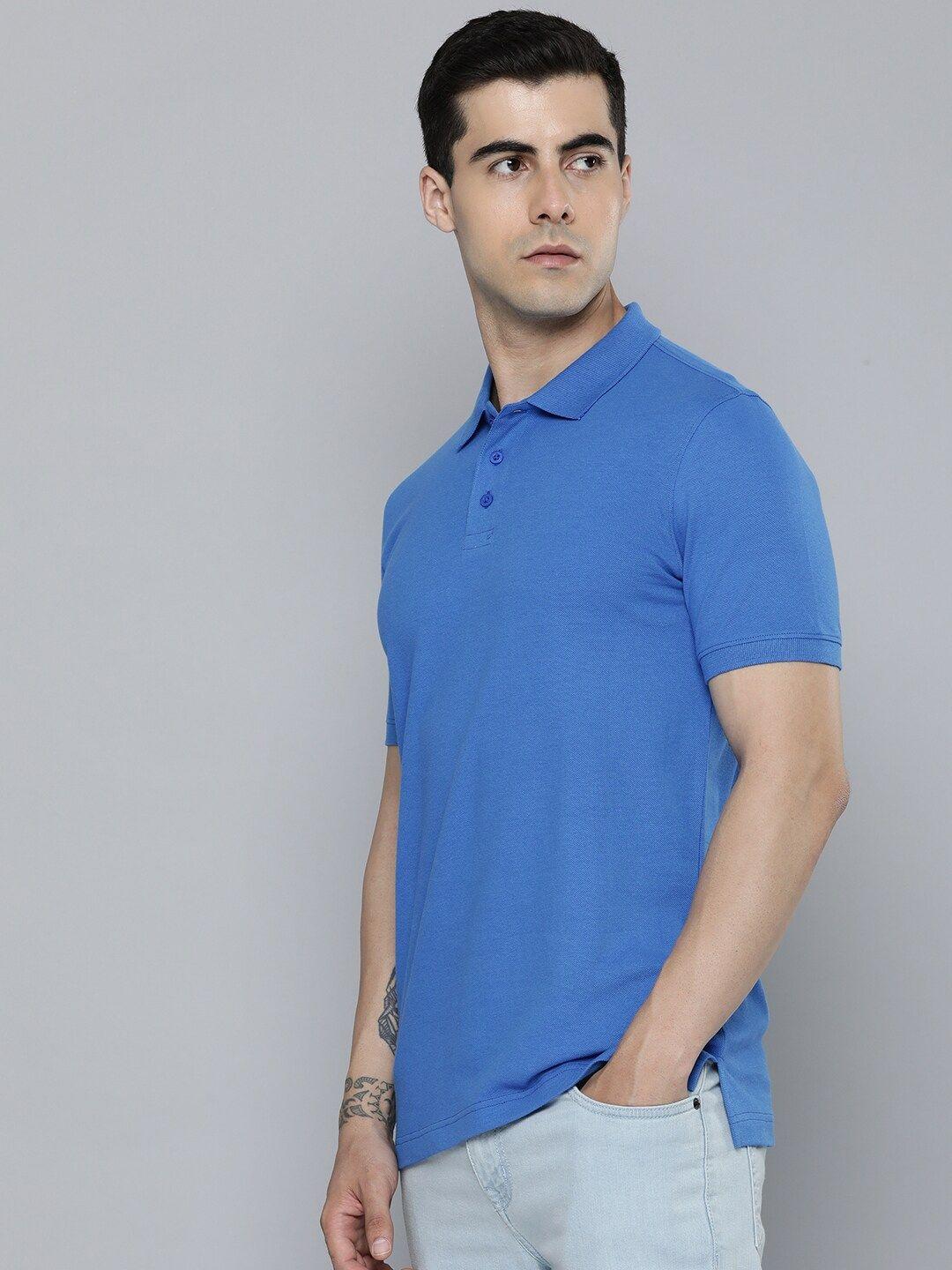 mast & harbour blue polo collar cotton t-shirt