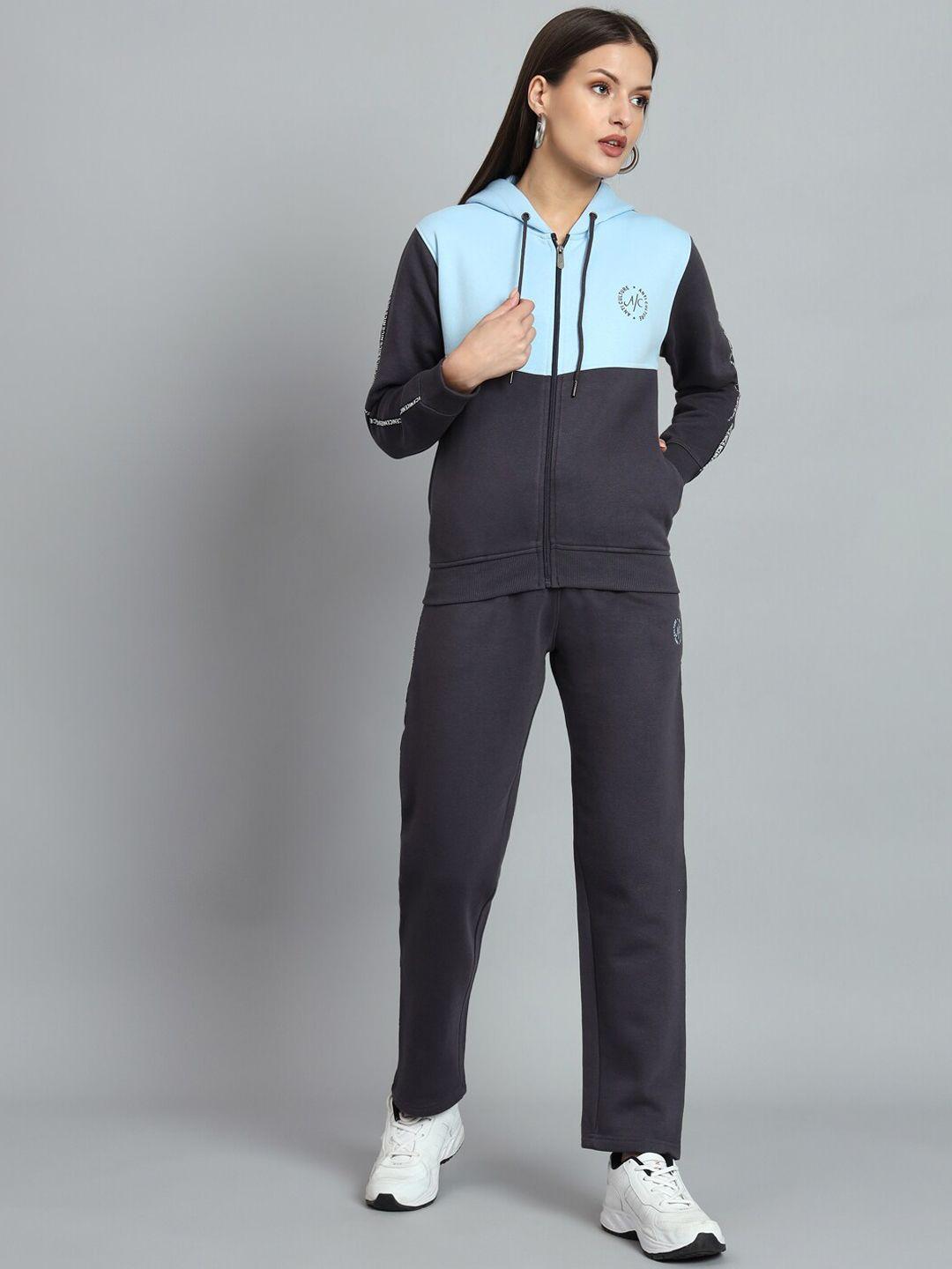 anti culture colourblocked hooded fleece sports tracksuits