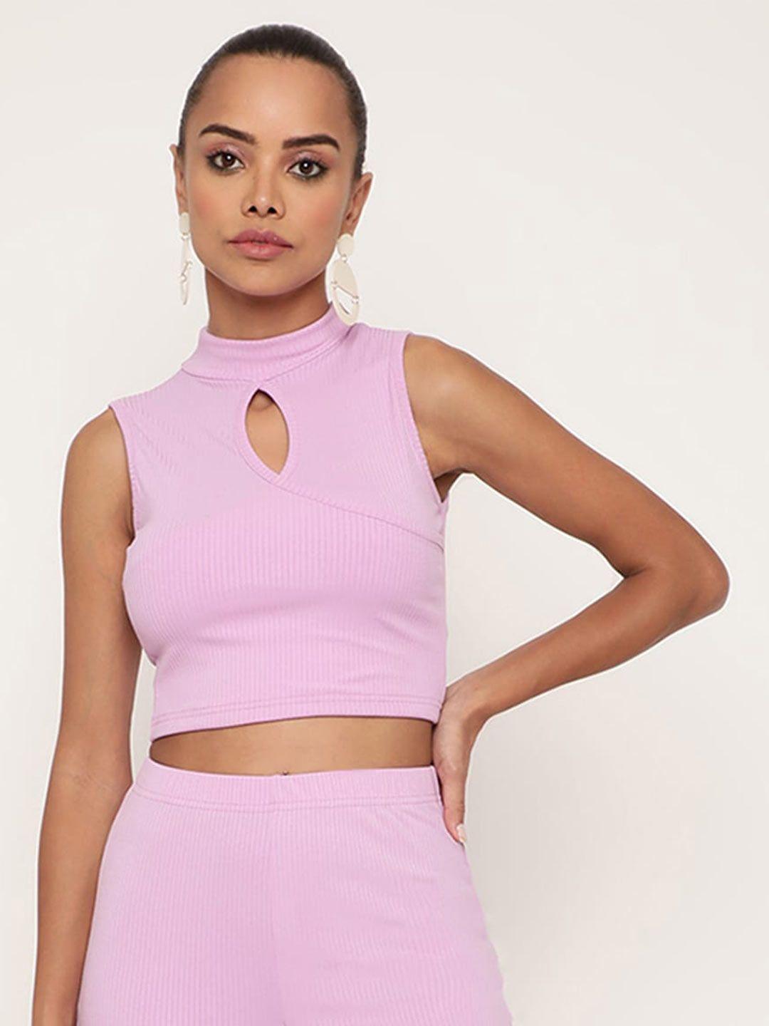 baesd high neck sleeveless cut-outs tank crop top