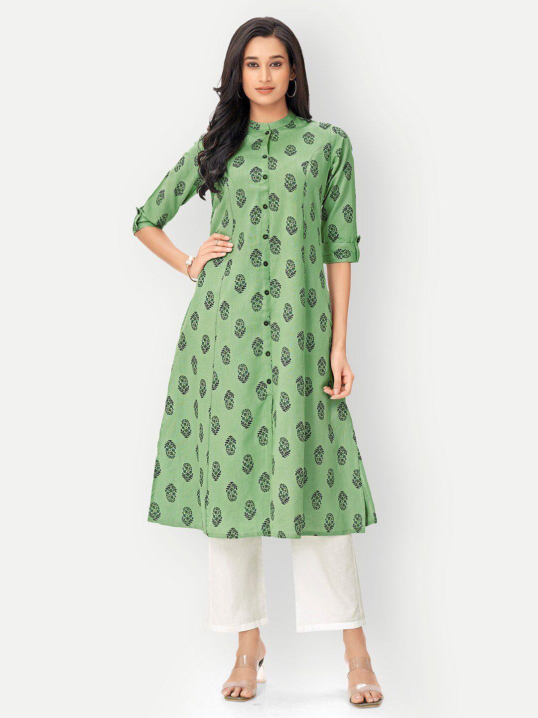 dresoul floral printed pure cotton a-line kurta