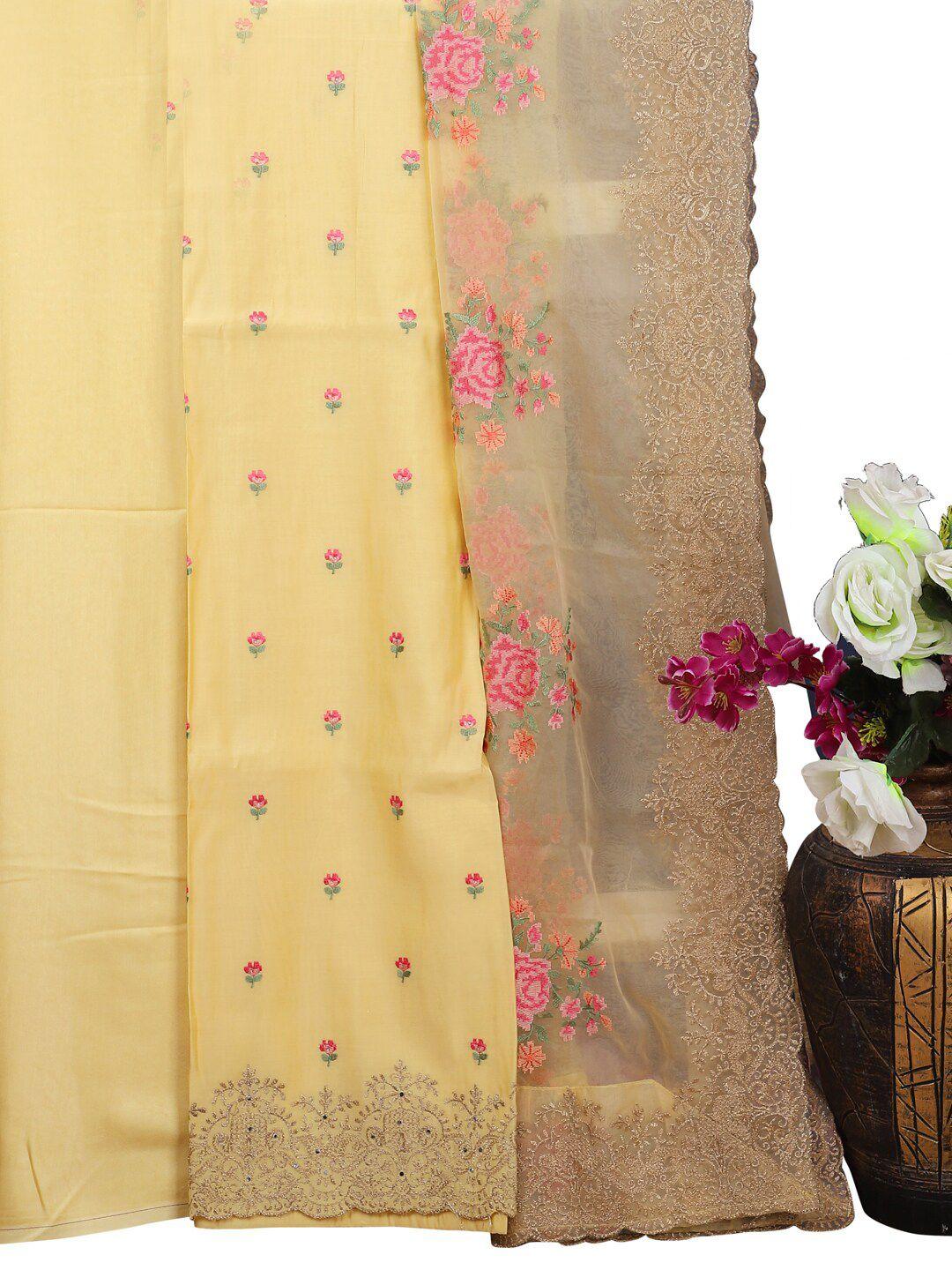 salwar studio floral embroidered unstitched dress material