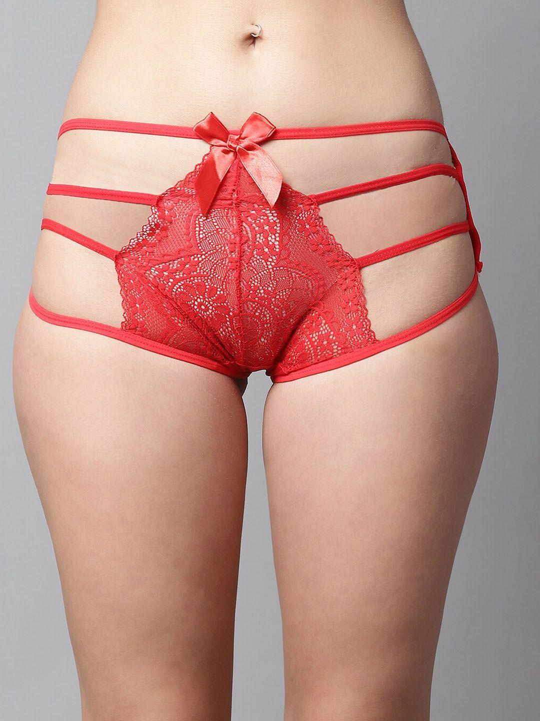 prettycat self design laced bikini briefs pc-pa-9010-red-m