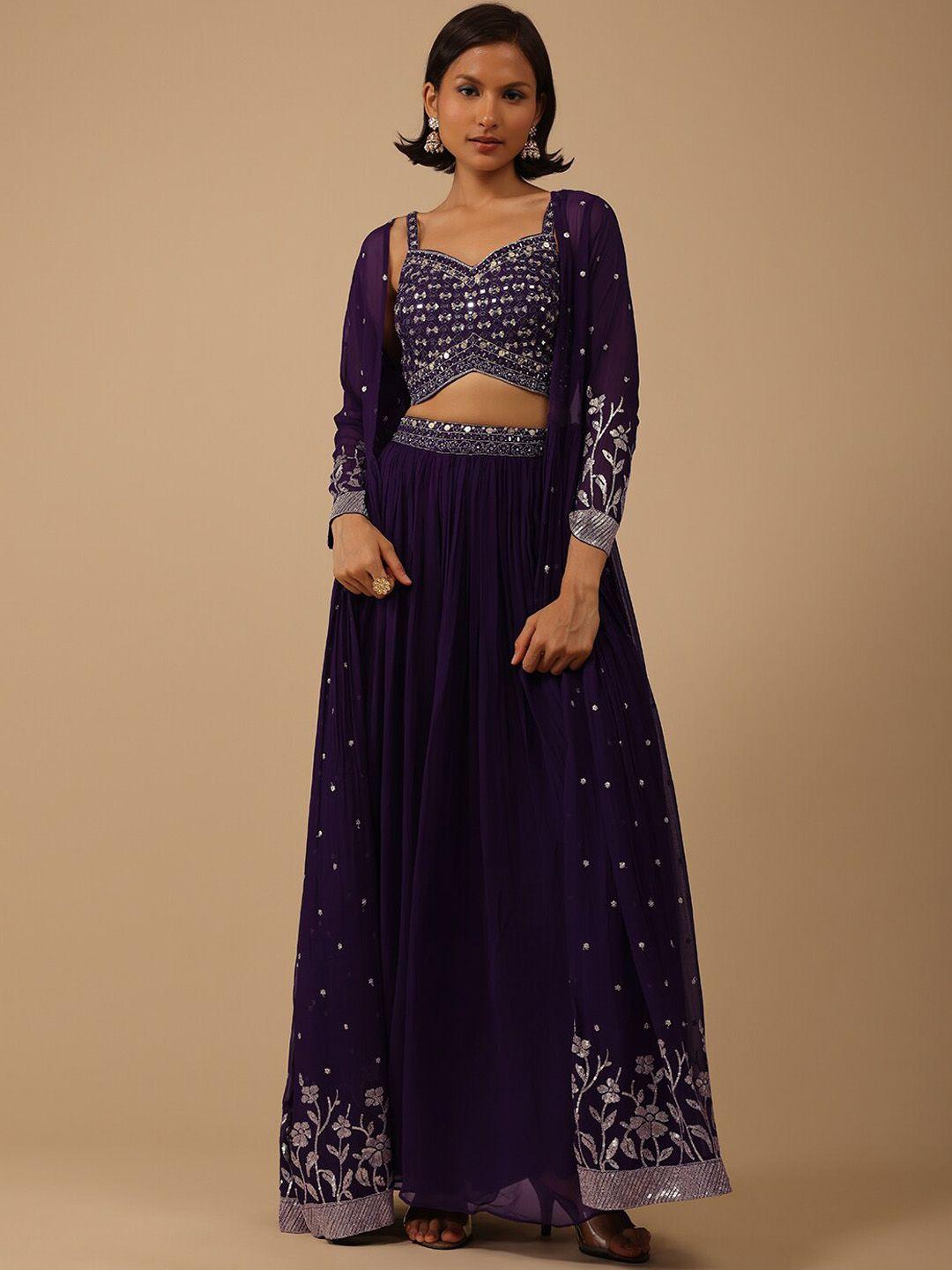 kalki fashion purple embellished mirror work ready to wear lehenga &