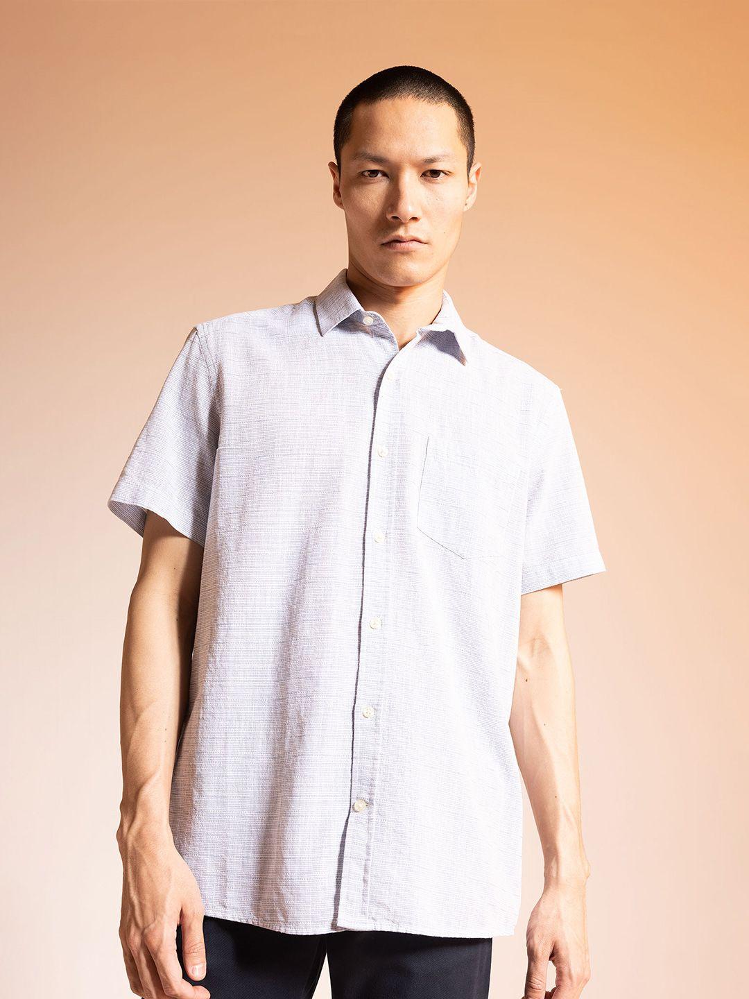 defacto spread collar short sleeves pure cotton casual shirt