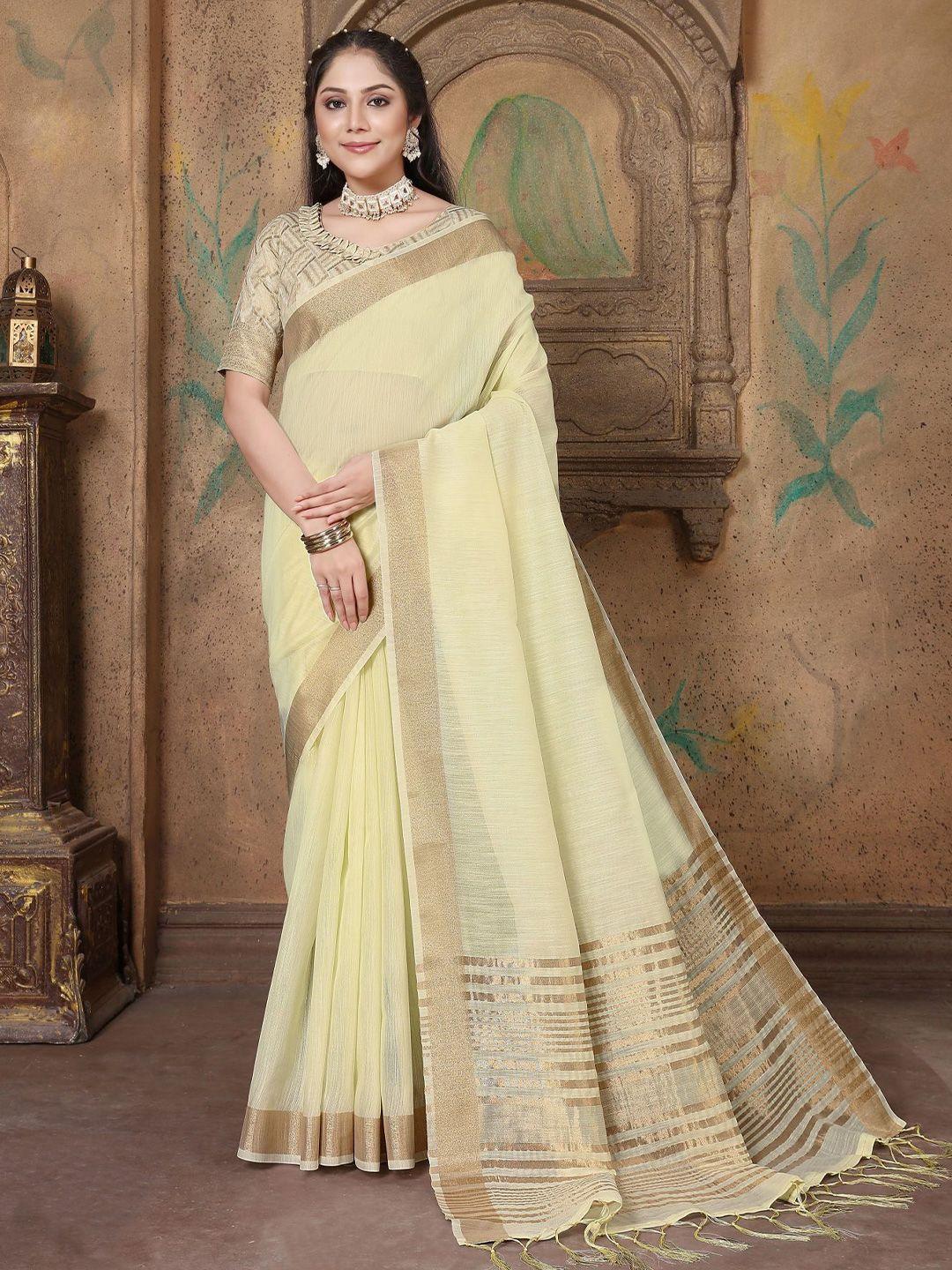 dori zari pure linen saree