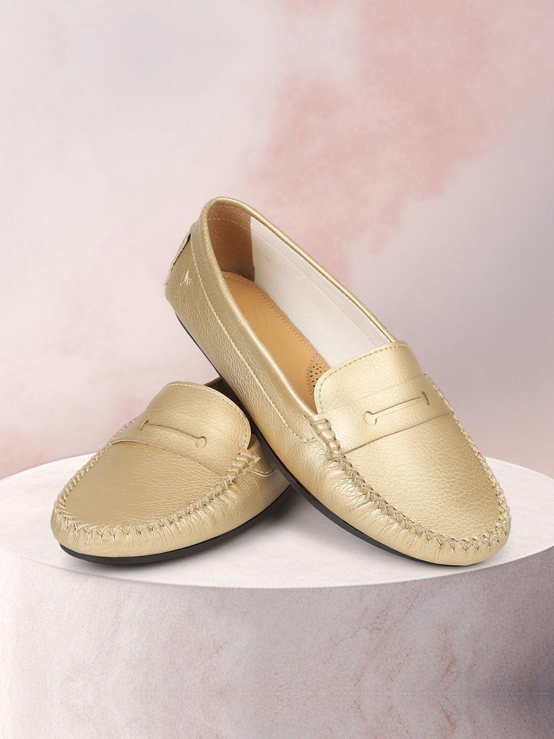 yoho women gold-toned pu loafers