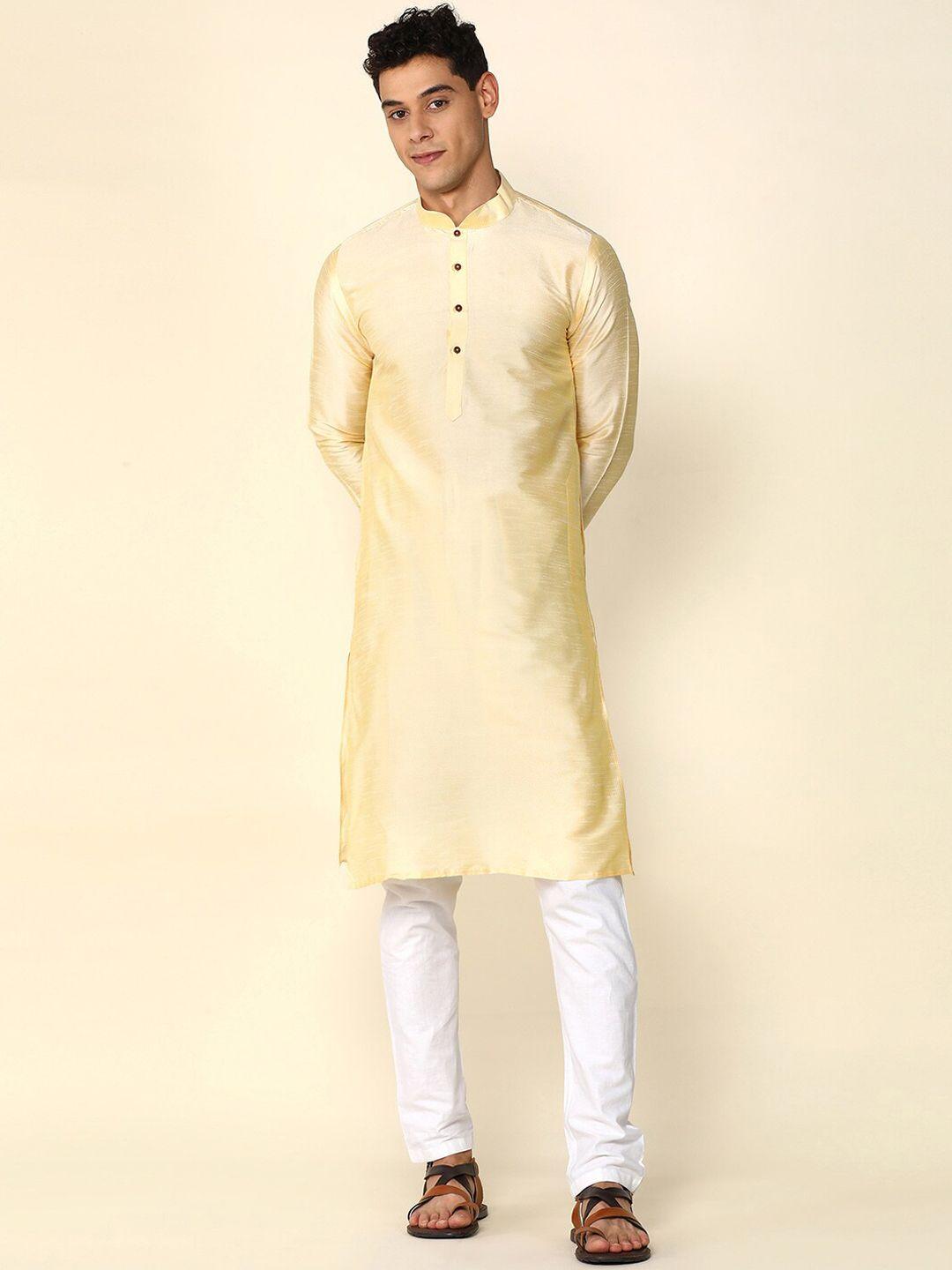 anubhutee mandarin collar straight kurta with pyjamas