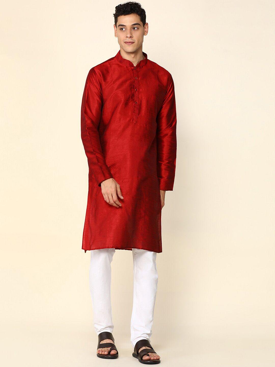 anubhutee mandarin collar straight kurta with pyjamas