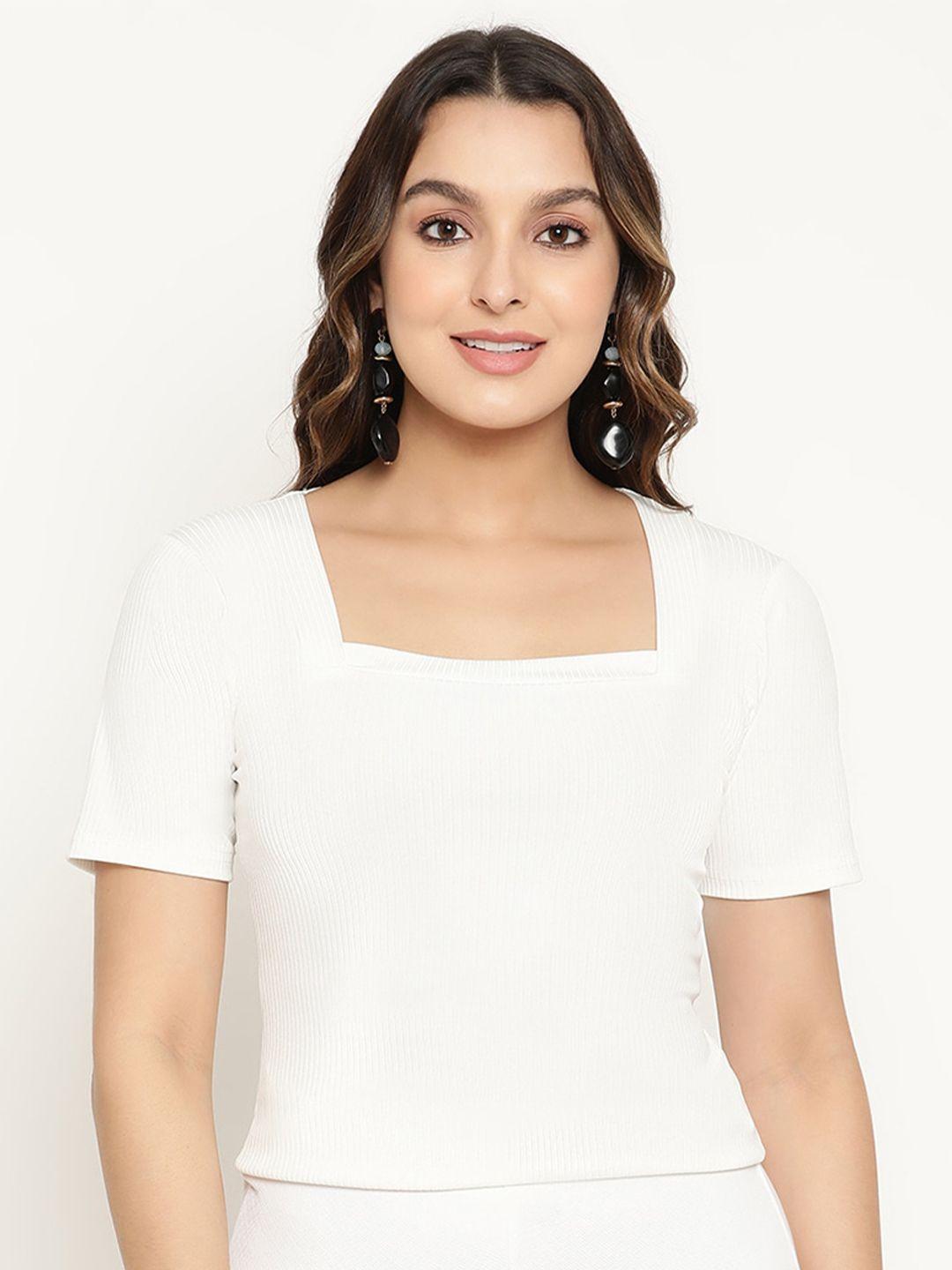 baesd square neck half sleeve ribbed top