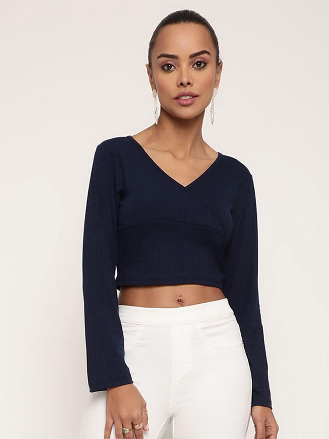 baesd v-neck ribbed wrap crop top