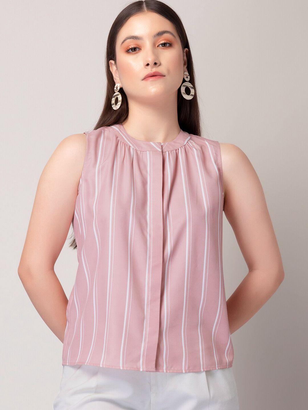 faballey pink vertical striped sleeveless top