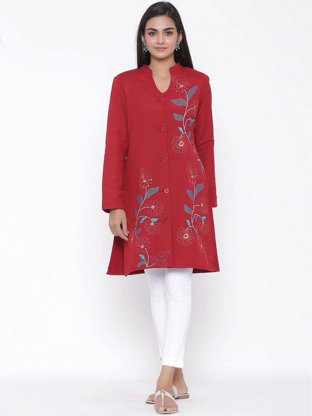 suti floral embroidered lightweight longline tailored jacket