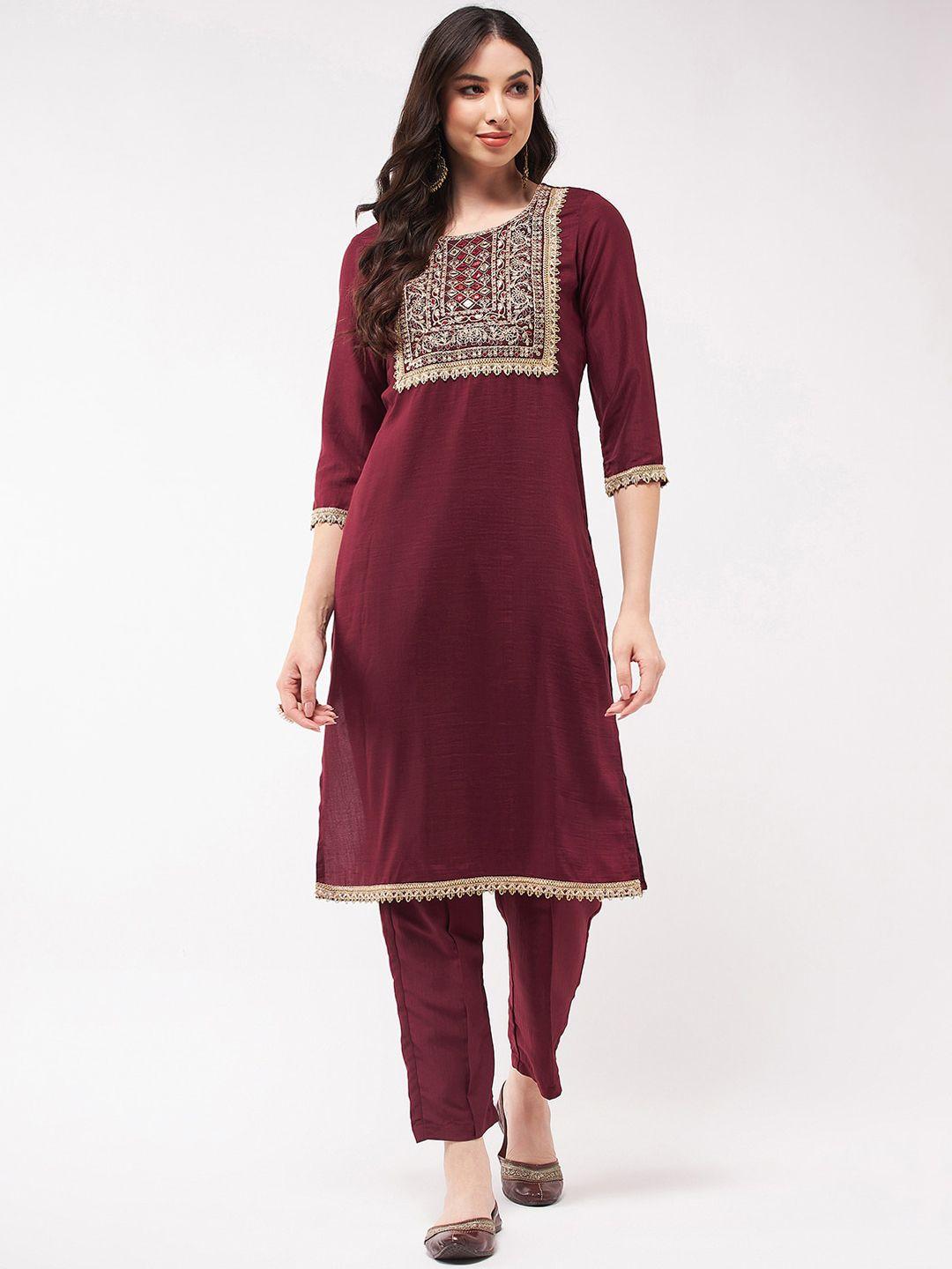 pannkh ethnic motifs yoke design thread work kurta