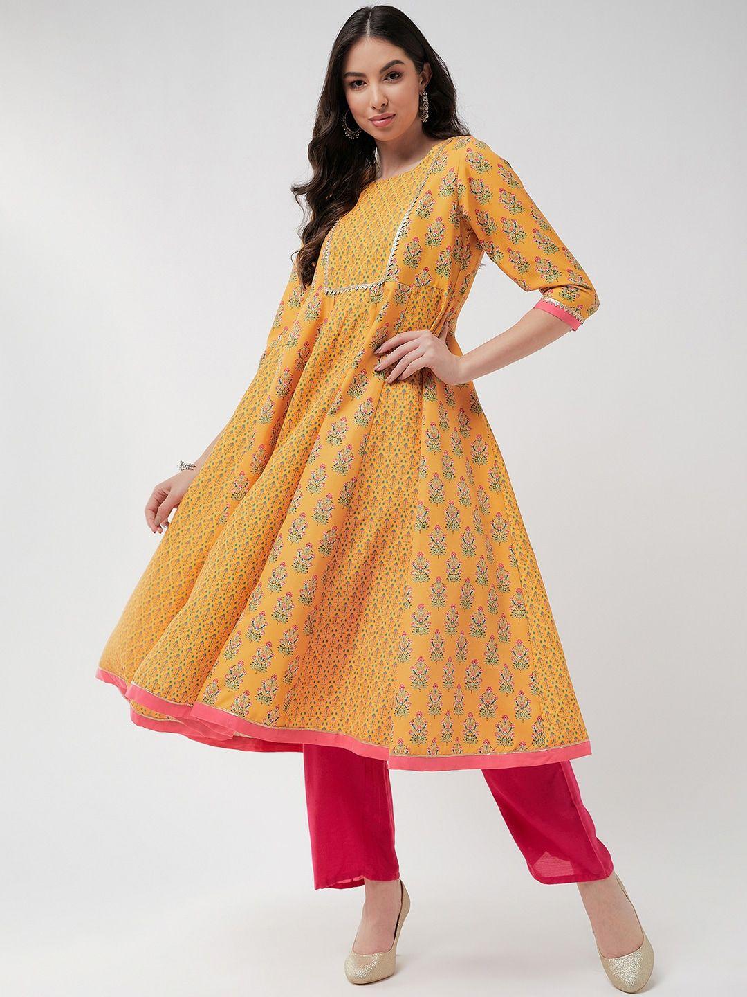 pannkh ethnic motifs printed gotta patti panelled anarkali kurta