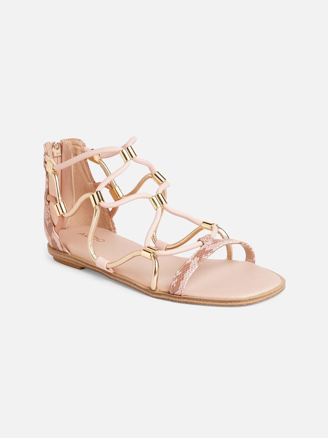 aldo textured strappy open toe gladiators