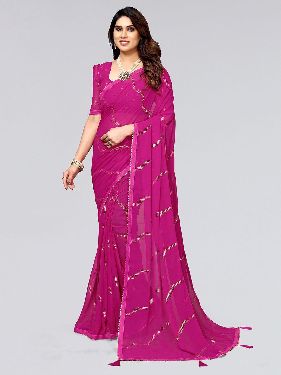 siril striped woven design gotta patti poly georgette saree