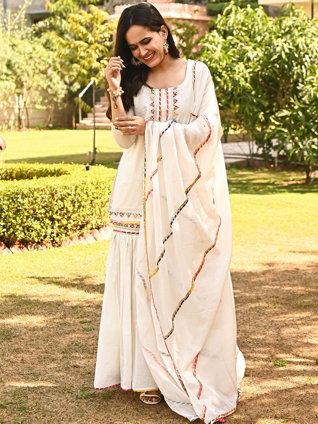 urbanstree gotta patti pure cotton kurta with sharara & dupatta