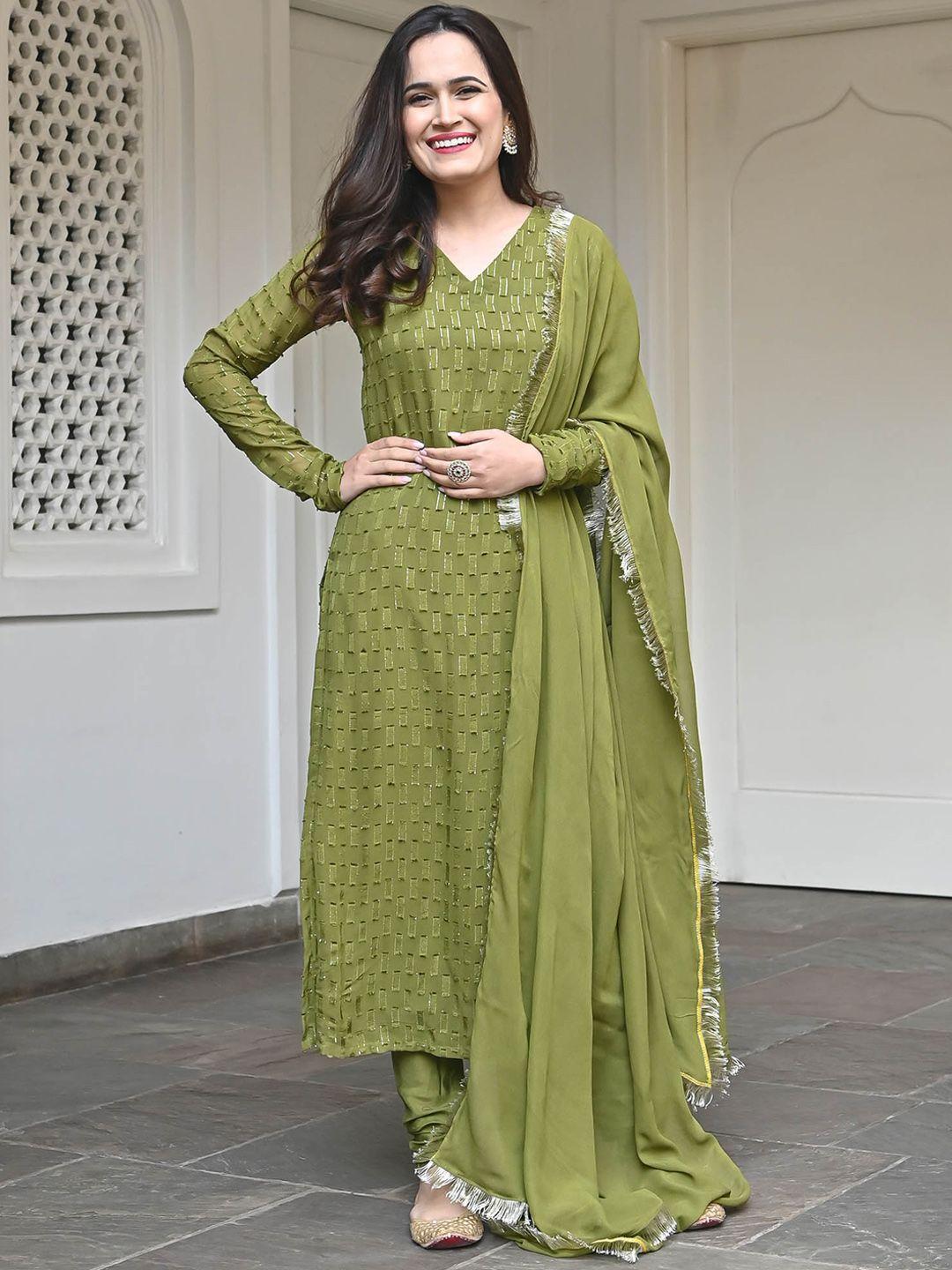 urbanstree gotta patti straight kurta with trousers & dupatta