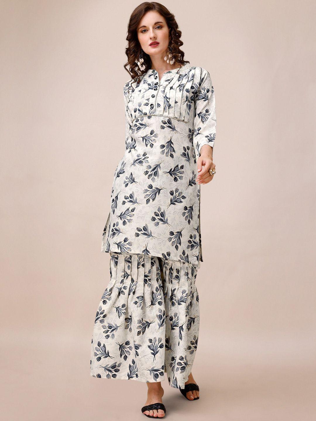 jatriqq floral printed regular gotta patti pure cotton kurta with sharara