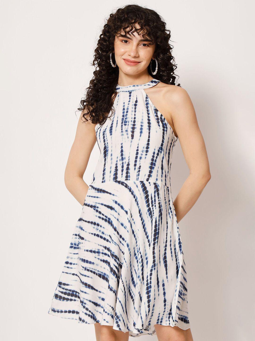 shopping queen tie & dye sleeveless fit & flare dress