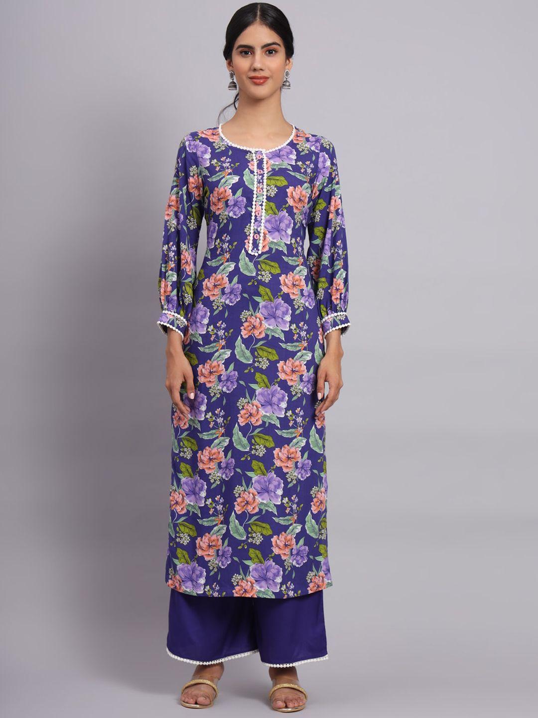 tissu floral printed straight kurta with palazzos