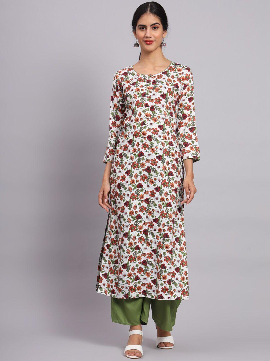 tissu floral printed straight kurta with palazzos