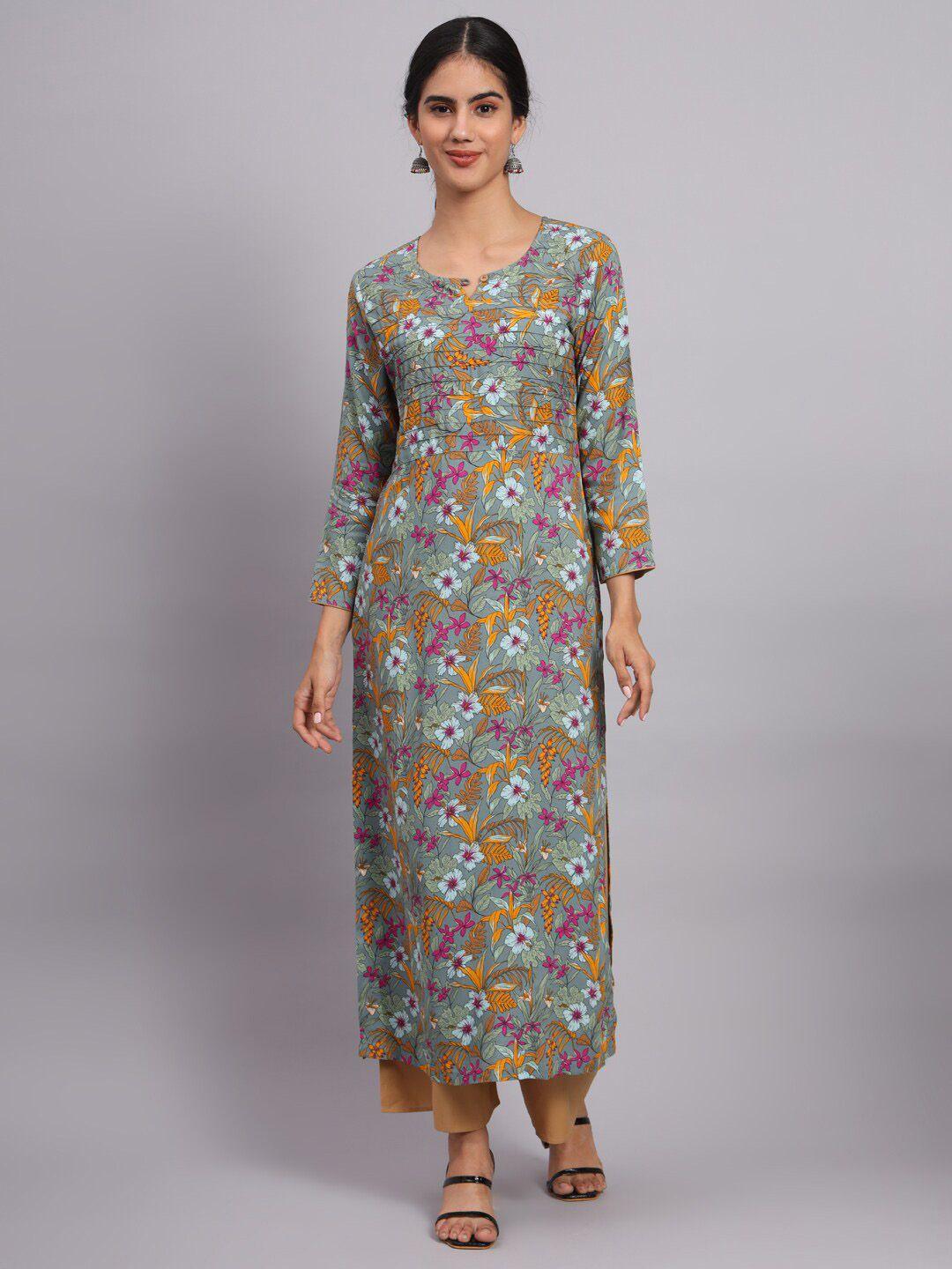 tissu floral printed regular straight kurta with palazzos