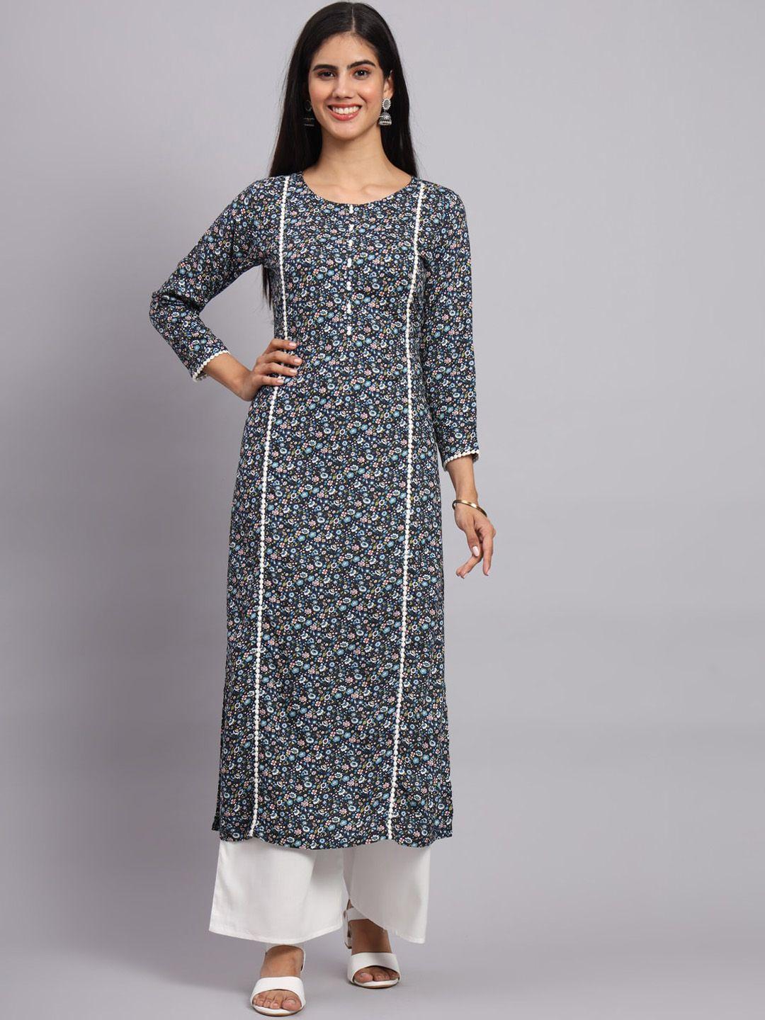 tissu floral printed regular straight kurta with palazzos