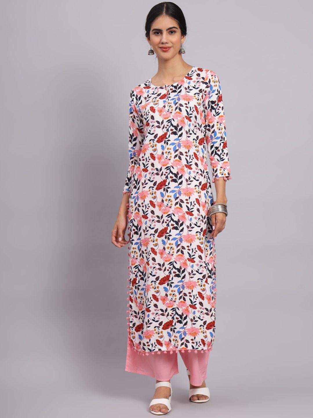 tissu floral printed regular straight kurta with palazzos