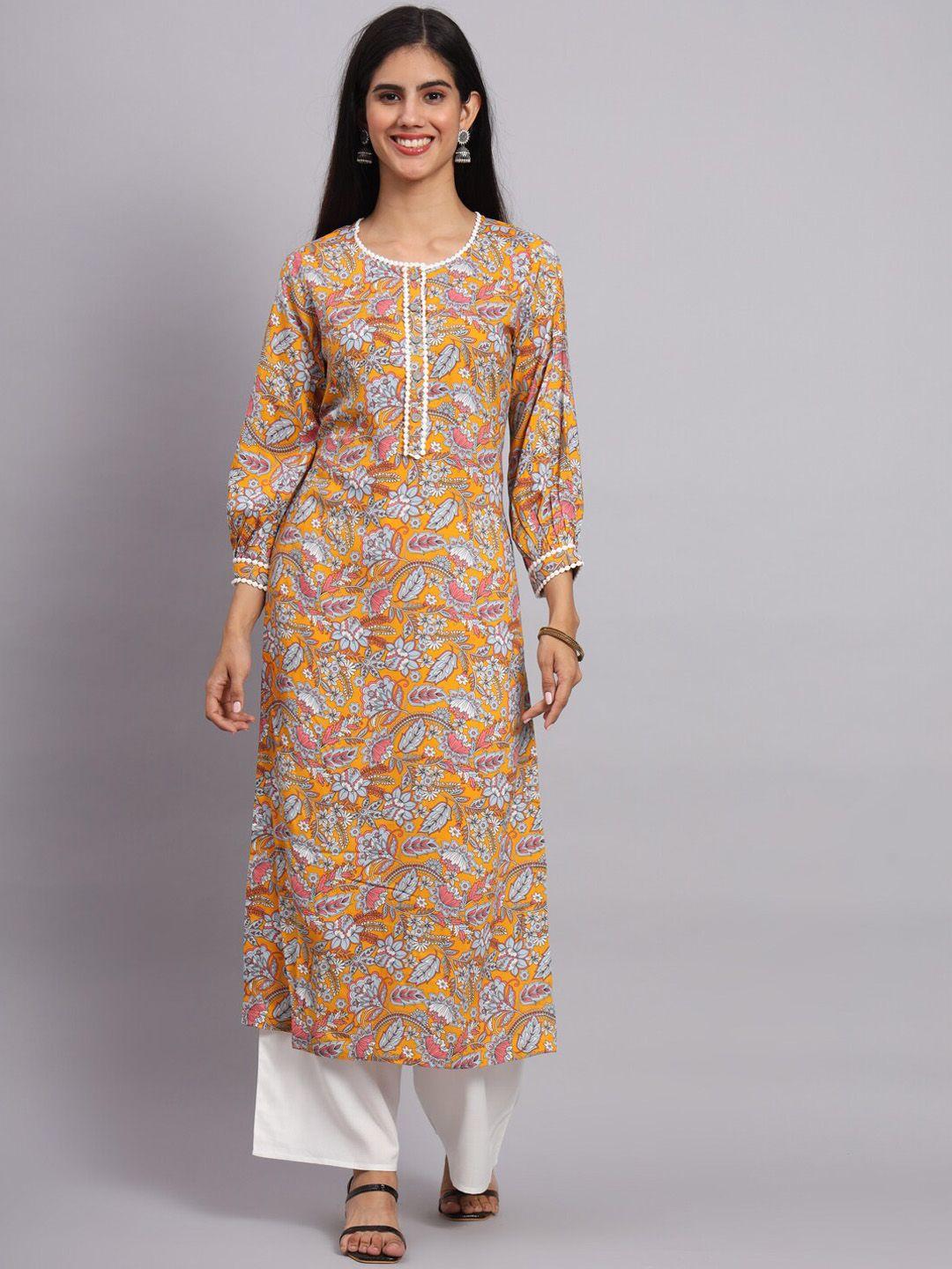 tissu floral printed regular straight kurta with palazzos