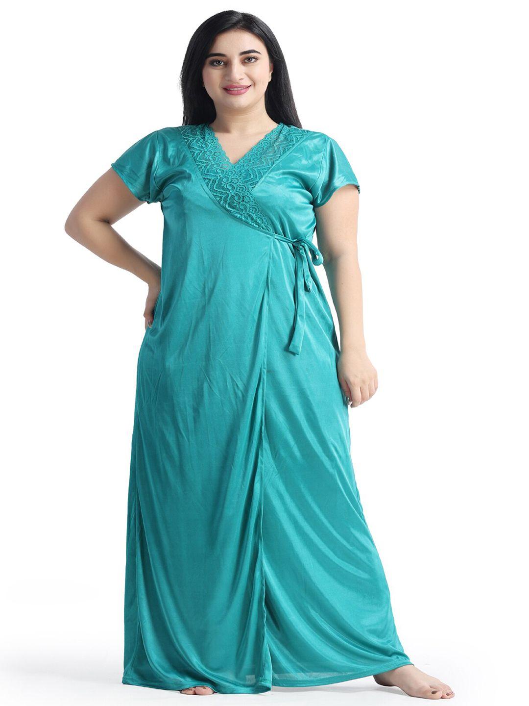 night keys turquoise blue maxi nightdress