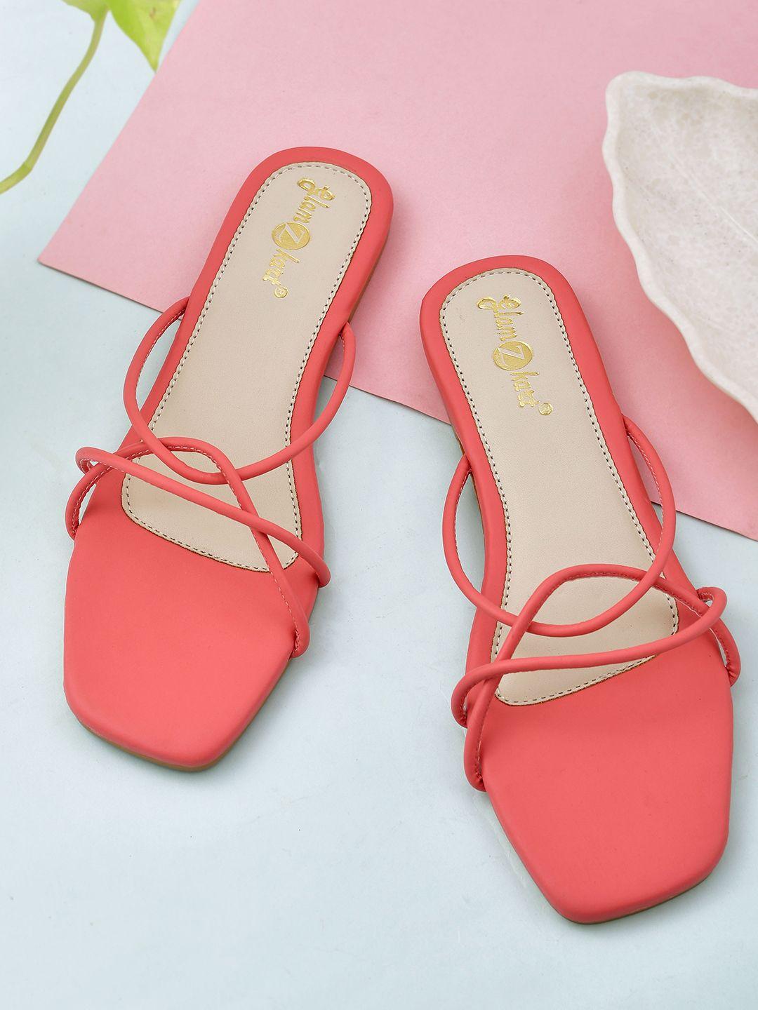 glamzkart women peach-coloured mules with bows flats