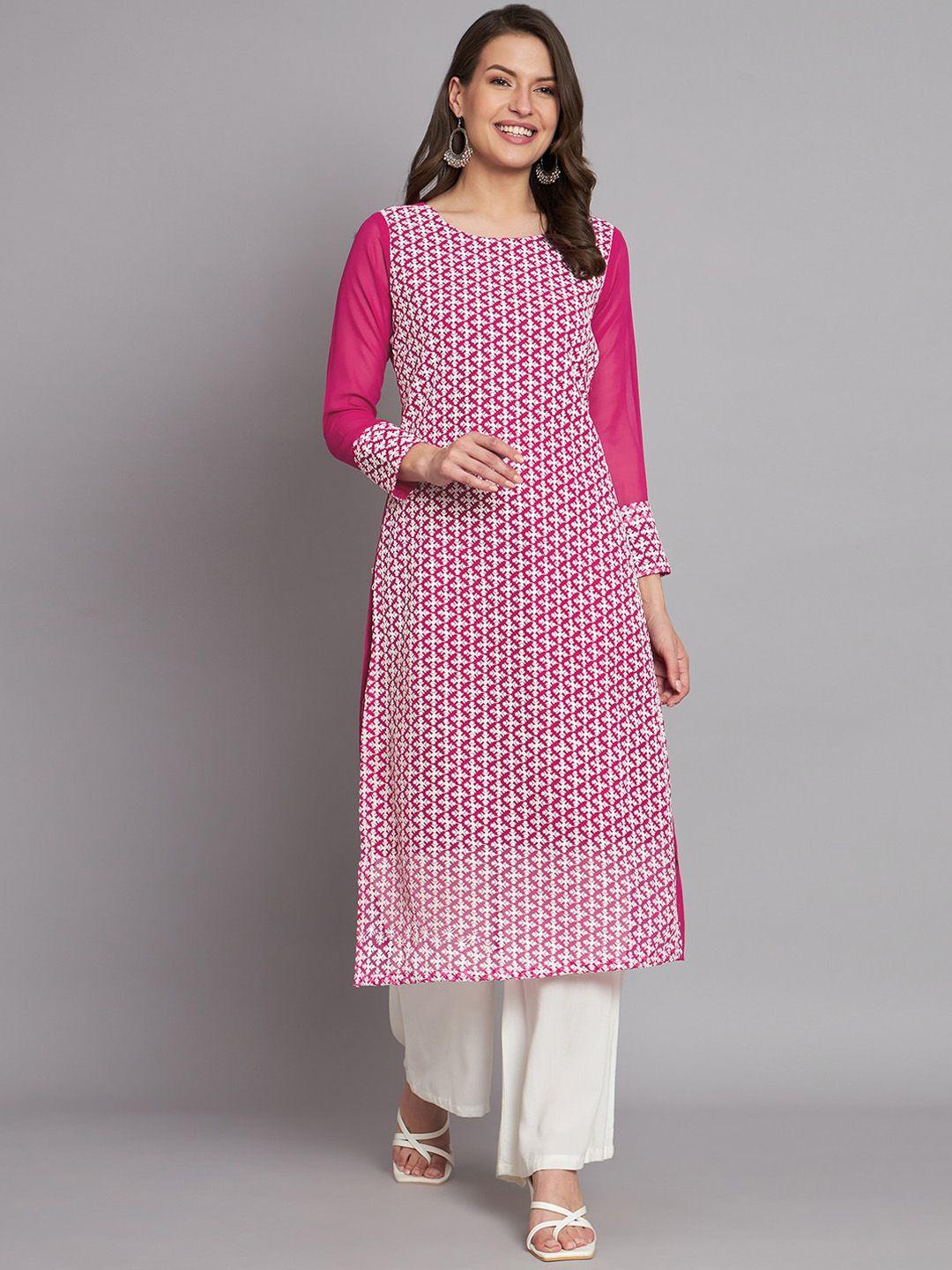 kalini ethnic motifs embroidered georgette chikankari kurta