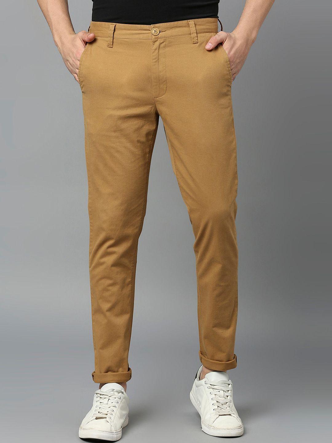 harvard men mustard coloured classic easy wash chino trousers