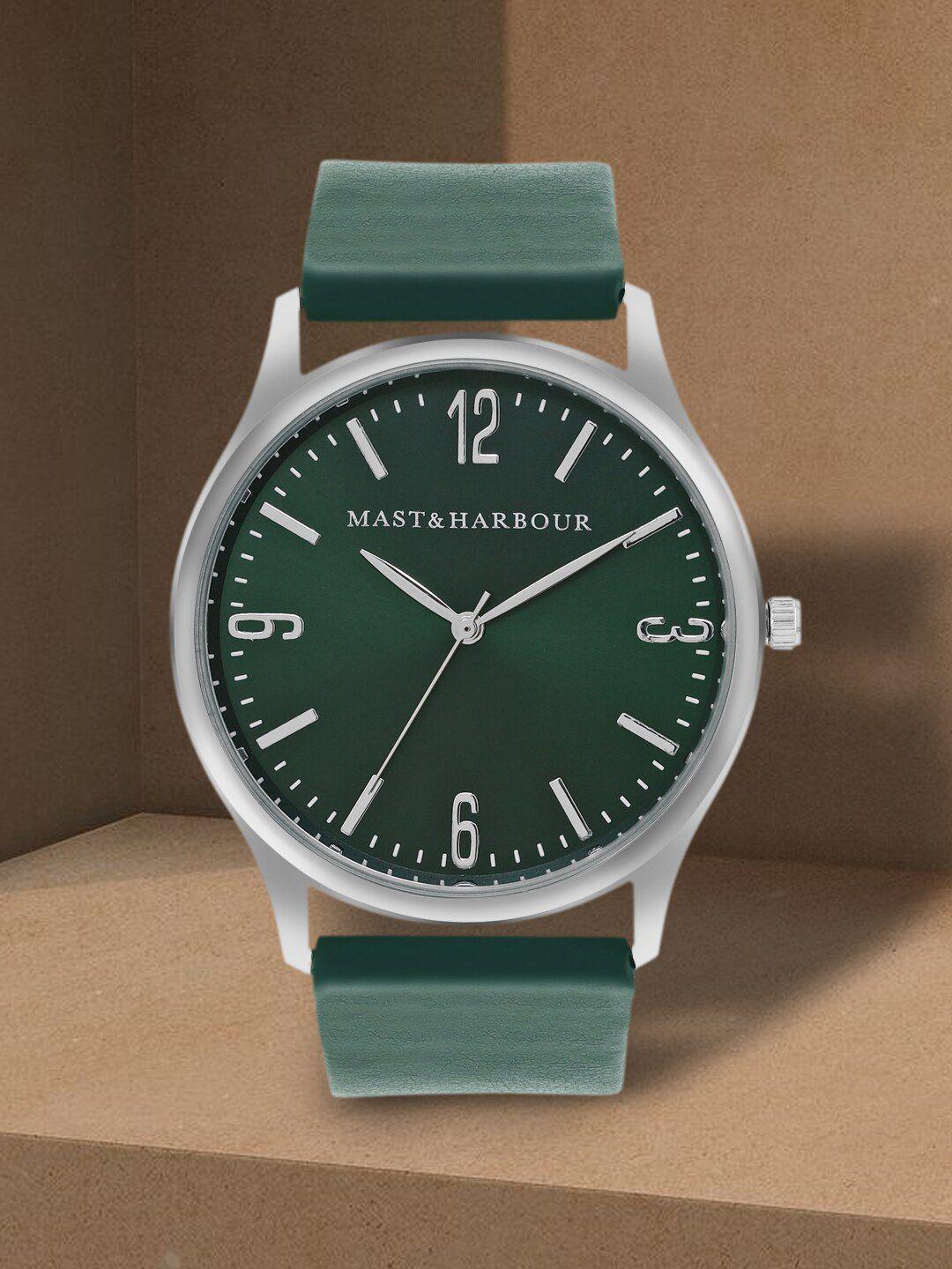 mast & harbour men green round analogue watch mh_ss23_4b