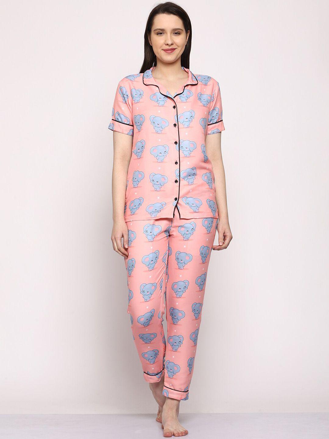 urban komfort conversational printed pure cotton night suit