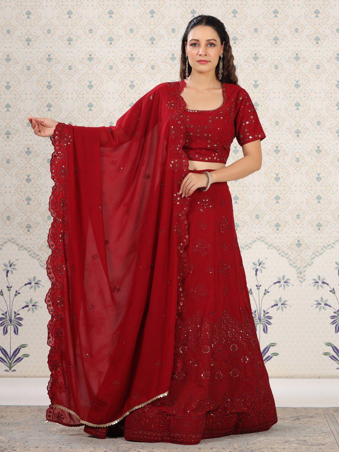 ode by house of pataudi sequinned semi-stitched lehenga & unstitched blouse with dupatta