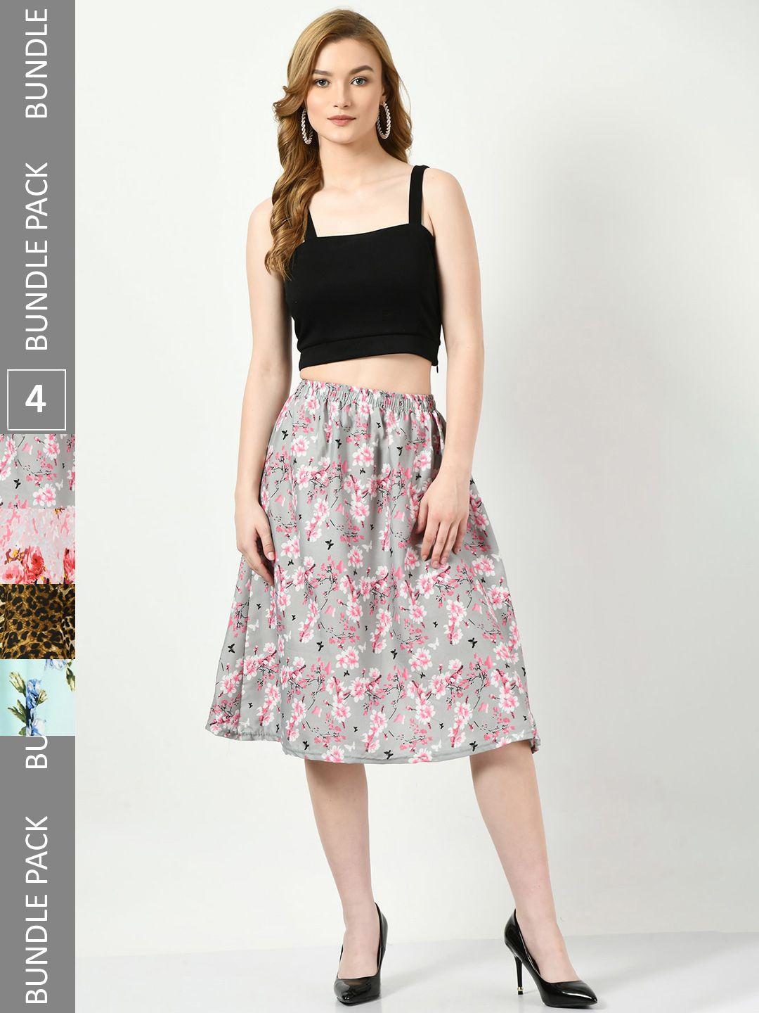 baesd pack of 4 digital floral printed skirts