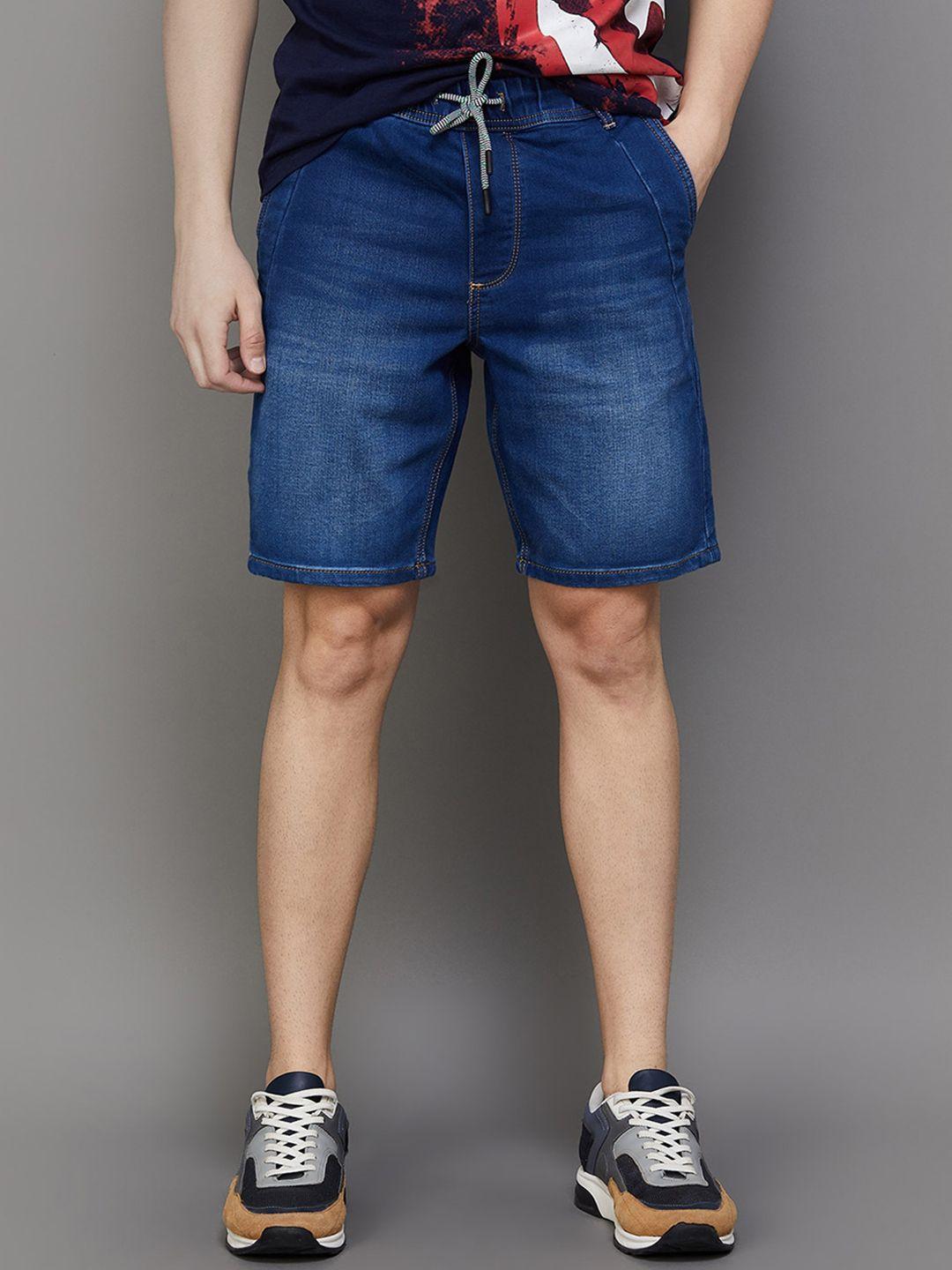 bossini men washed cotton denim shorts