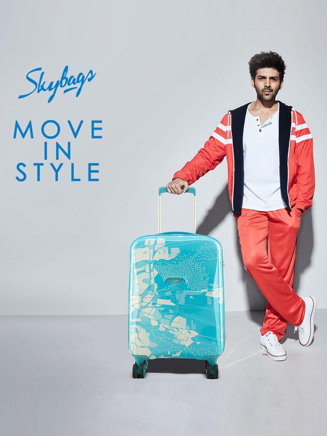 skybags printed hard-sided medium trolley bag