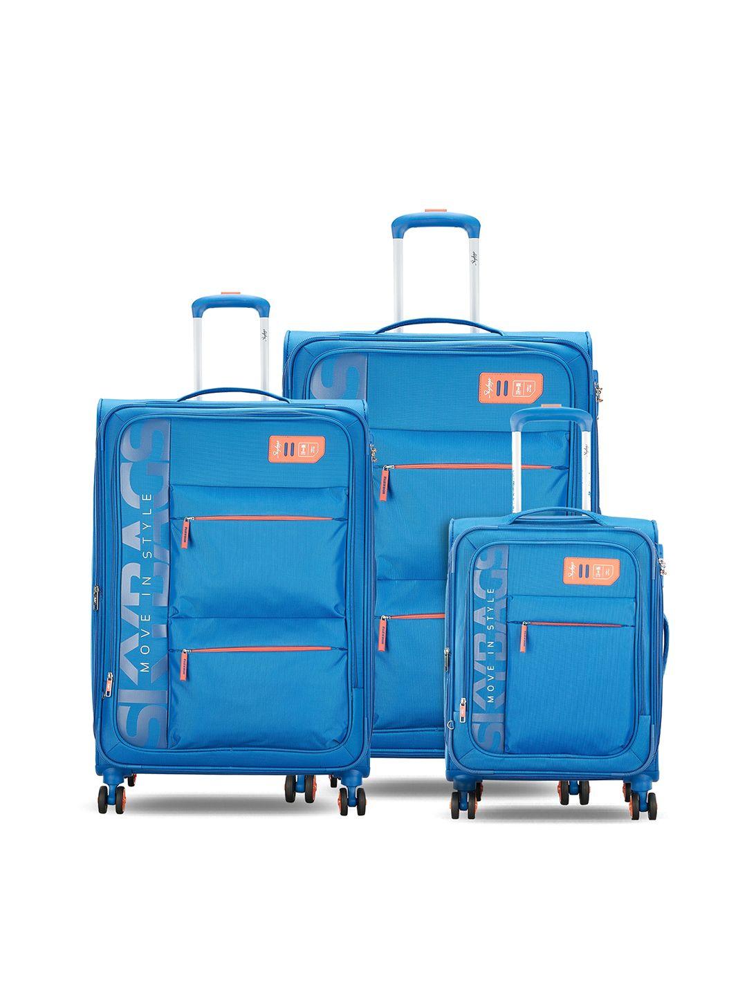 skybags set of 3 printed soft-sided trolley bags